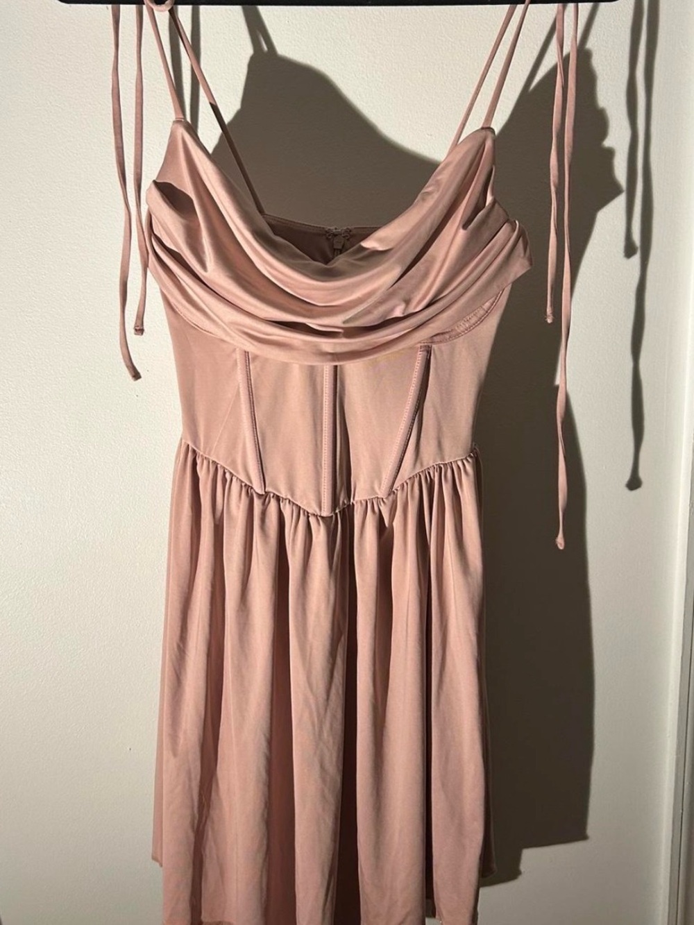 Oh Polly Dusty Rose Cowl Neck Mini Dress